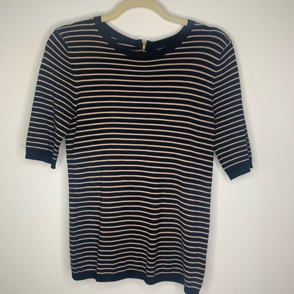 Premise Studio Striped Exposed Zipper Knit‎ Top S